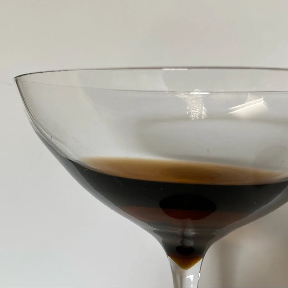 Pier 1 Martini Glasses Elemental Handblown Brown Amber Set of 2 Expresso EUC